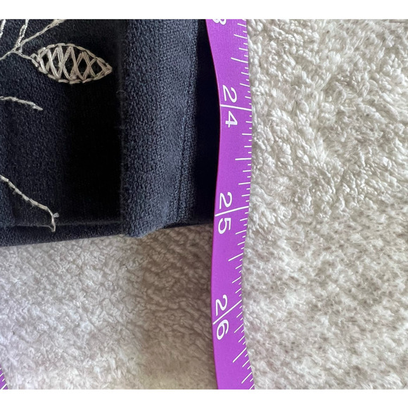 Vintage Susan Bristol Tan and Black Floral Embroidered Cotton Pants Suit, Size L - Picture 12 of 13